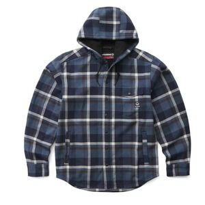 Wolverine Men's Bucksaw Hooded Shirt Jac Jacket Plaid Indigo Work Wear Large